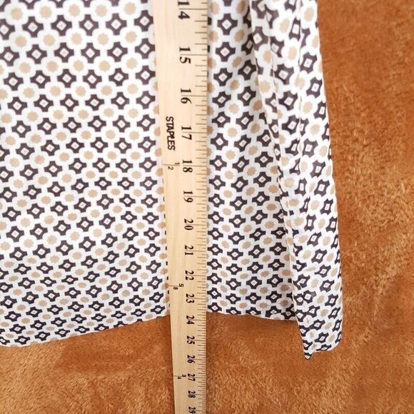 J CREW Womens Top Size 6 Brown Tan Tank Retro Geometric Keyhole Sleeveless - Picture 4 of 6